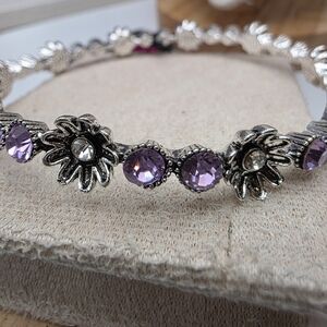 Paparazzi Silver and Purple Gem Floral Bracelet (538)